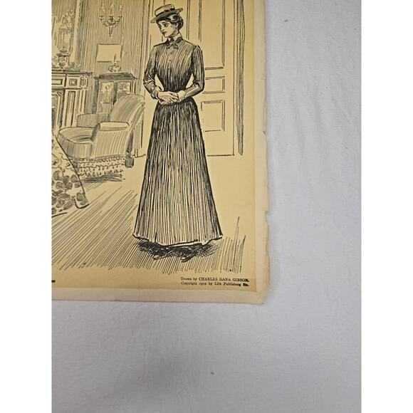 Antique 1906 Print Charles Dana Gibson Why She Didn't Get The Place Vintage Art - Picture 7 of 8